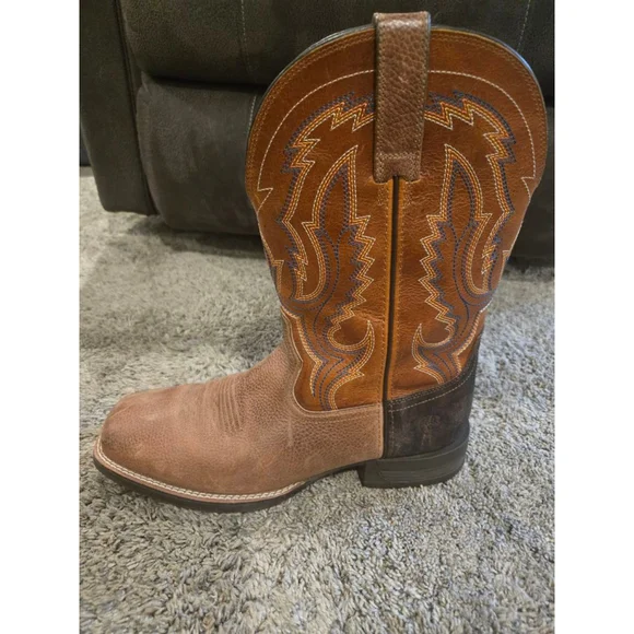Ariat Steadfast Performance Western Boots Brown & Blue Cowboy Boots Size 10.5 - Picture 13 of 16